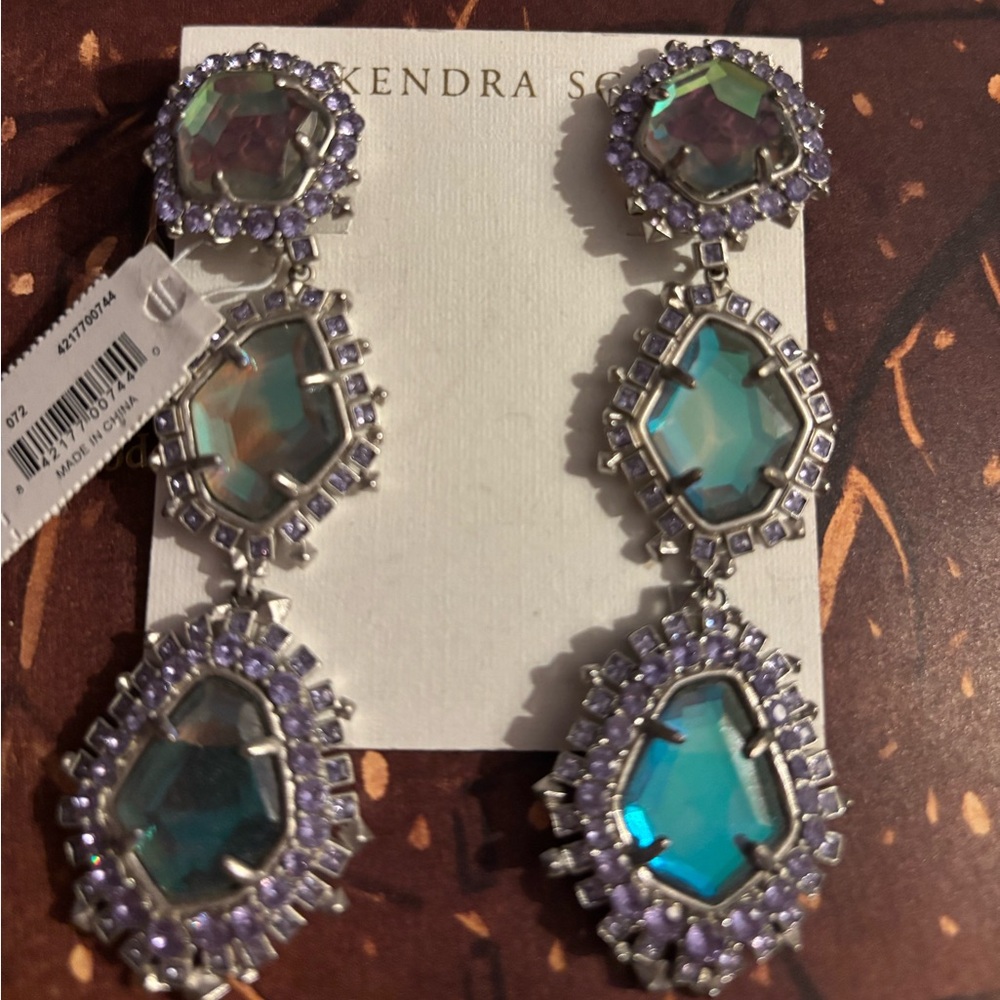 Kendra Scott Clip-On Silver Aria Drop Earrings NWT